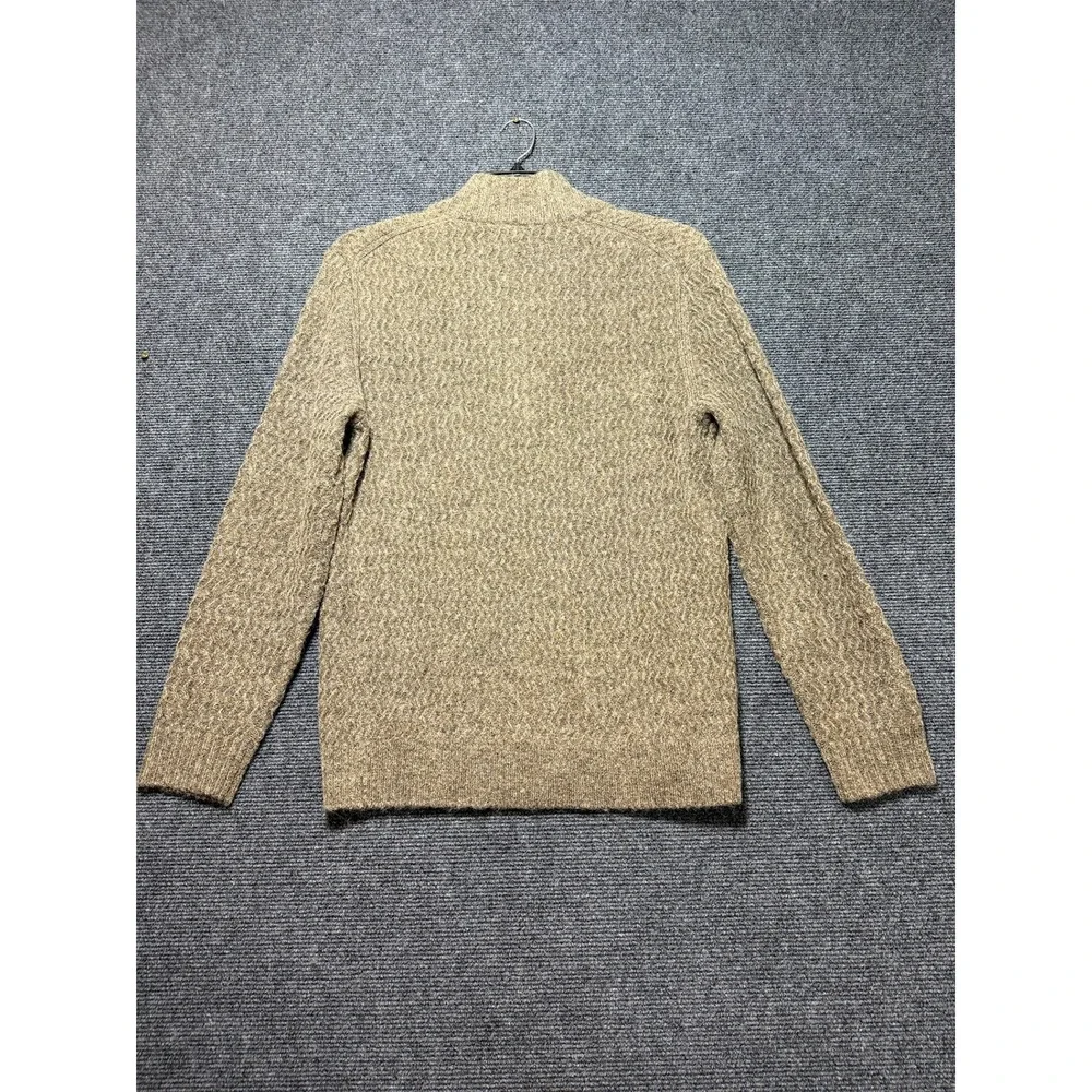 Banana Republic Quarter Zip Pullover Mens Size M Brown Textured Wool Blend